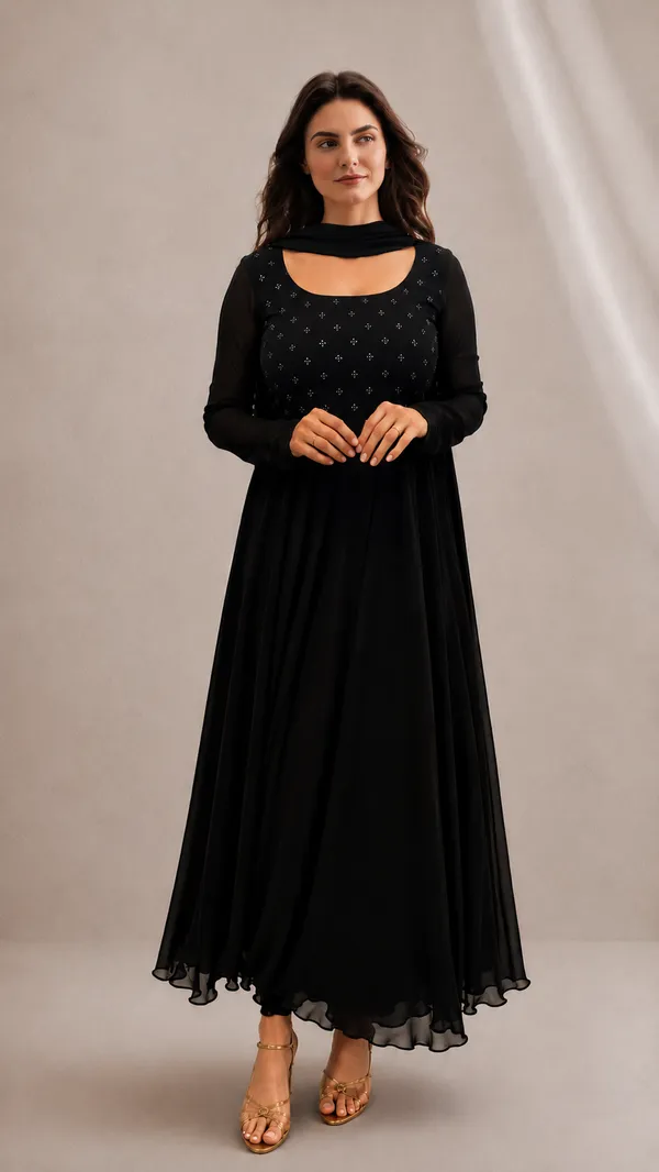 Black_Georgette_Sequin_Anarkali_With_Dupatta_For_Women
