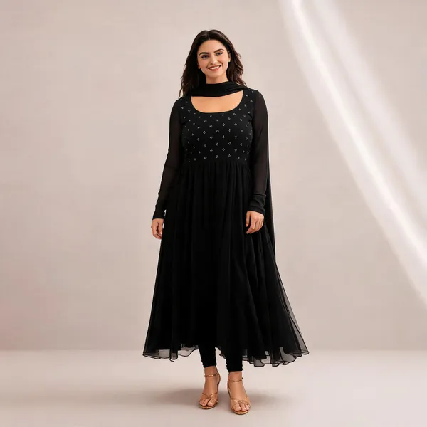 Black_Georgette_Sequin_Anarkali_With_Dupatta_For_Women
