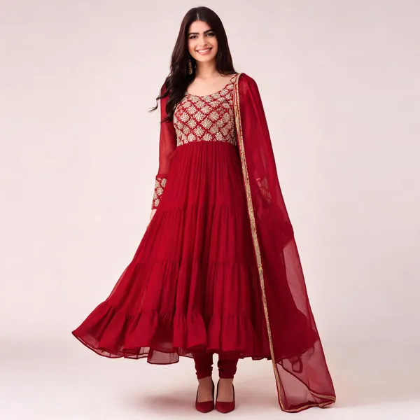 Purple_Georgette_Floral_Handwork_Anarkali_With_Dupatta_For_Women