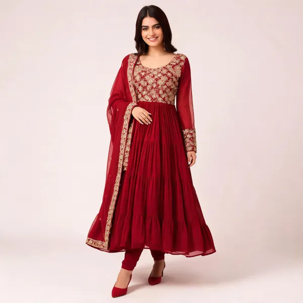 Purple_Georgette_Floral_Handwork_Anarkali_With_Dupatta_For_Women