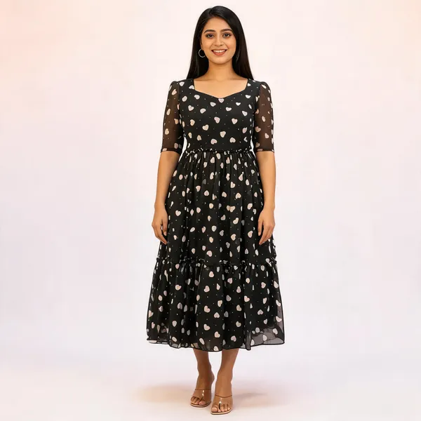 Black_Georgette_Flared_Frock_For_Women