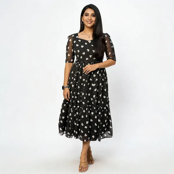 Black_Georgette_Flared_Frock_For_Women