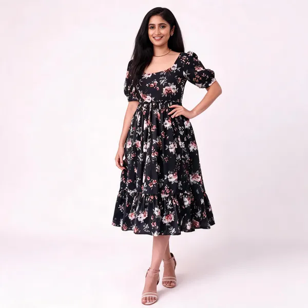 Black_Georgette_Puffed_Western_Frock_For_Women