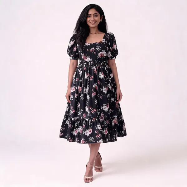 Black_Georgette_Puffed_Western_Frock_For_Women
