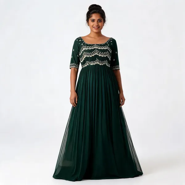 Mehendi_Green_Georgette_Silver_Thread_Embroidered_Gown_For_Women