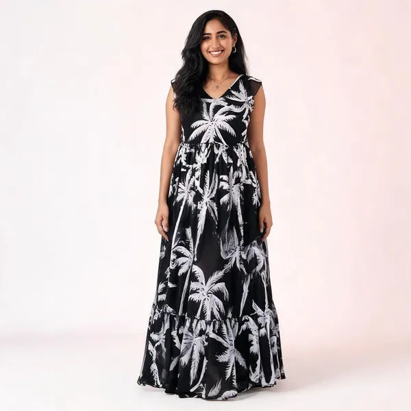 Black_Organza_Digital_Print_Maxi_Dress_For_Women