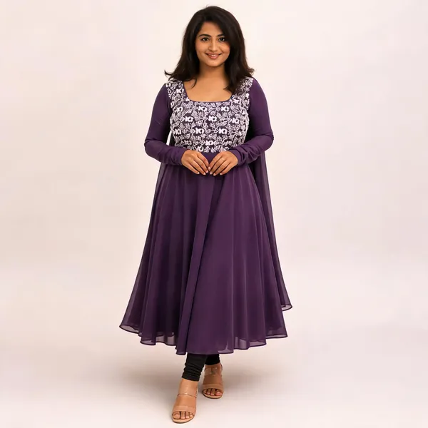 Purple_Georgette_Floral_Handwork_Anarkali_With_Dupatta_For_Women