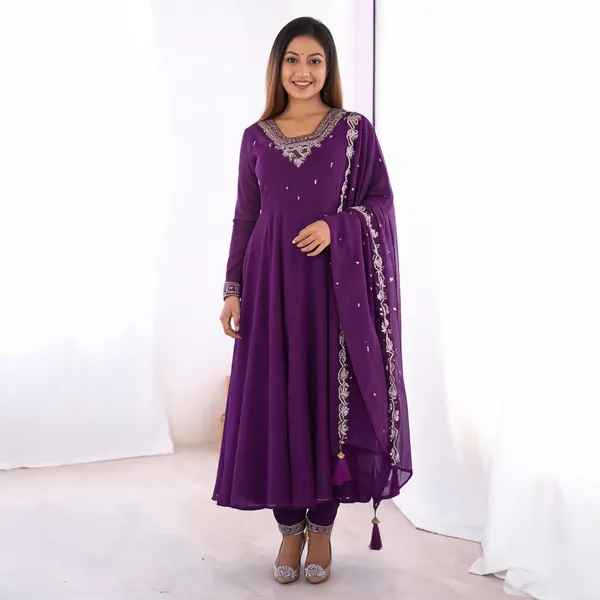 Purple_Georgette_Embroidered_Zari_Anarkali_Gown_With_Dupatta_For_Women