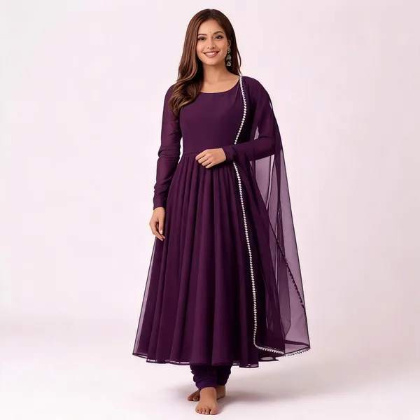 Purple_Georgette_Lace_Border_Anarkali_Gown_With_Dupatta_For_Women