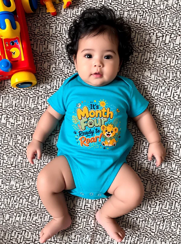 Turquoise_Cotton_Short_Sleeve_Printed_Onesie_For_Kids