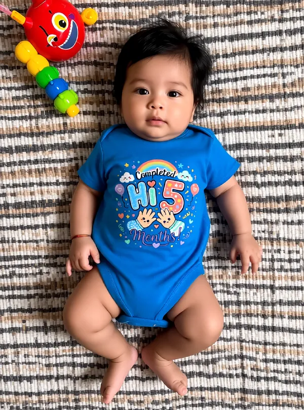 Blue_Cotton_Short_Sleeve_Milestone_Onesie_For_Kids