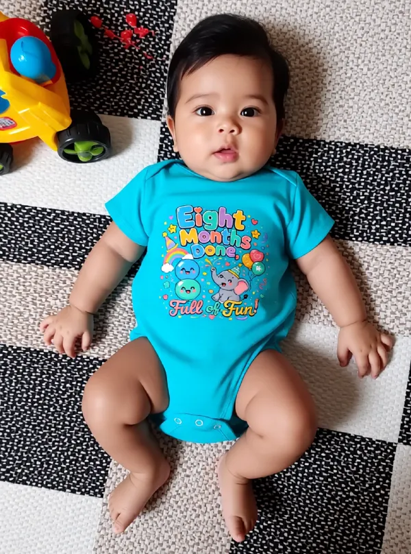 Turquoise_Cotton_Short_Sleeve_Graphic_Onesie_For_Kids
