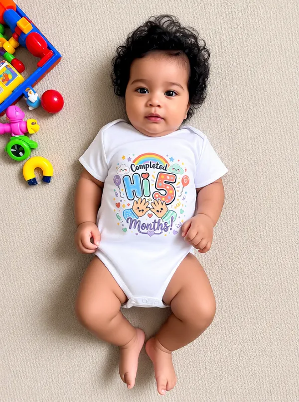 White_Cotton_Short_Sleeve_Milestone_Onesie_For_Kids