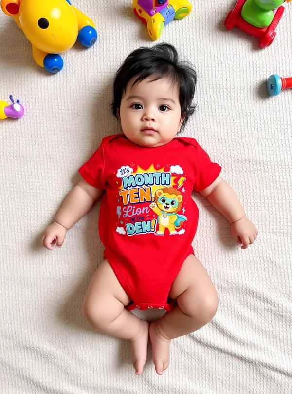 Red_Cotton_Short_Sleeve_Printed_Onesie_For_Kids