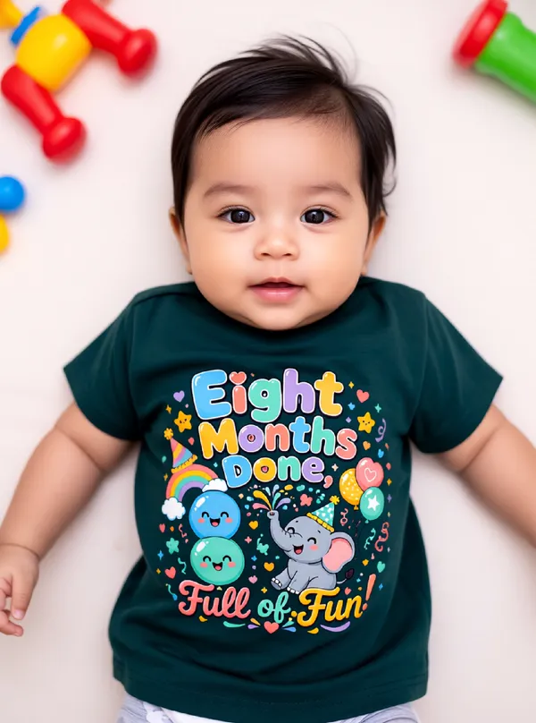 Dark_Green_Cotton_Short_Sleeve_Graphic_T_Shirt_For_Kids