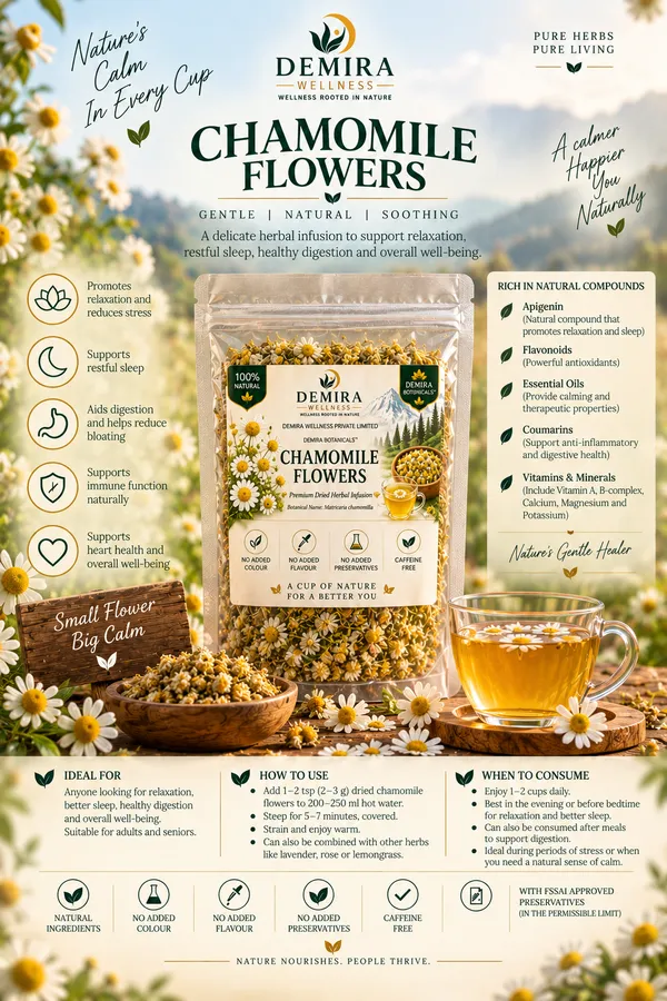 Demira_Wellness_Botanicals_Chamomile_Flowers_100Gm