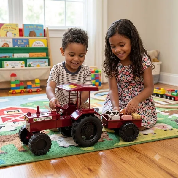 Red_John_Deere_Toy_Tractor_With_Trailer_And_Canopy