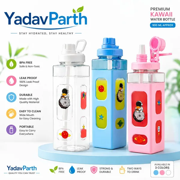 Multicolor_Plastic_900_Ml_Kids_Water_Bottle_For_Children