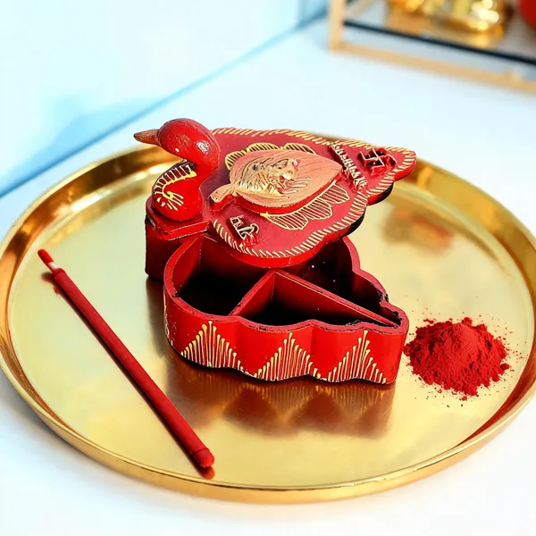 Plastic_Traditional_Swan_Design_Red_Kumkum_Storage_Box