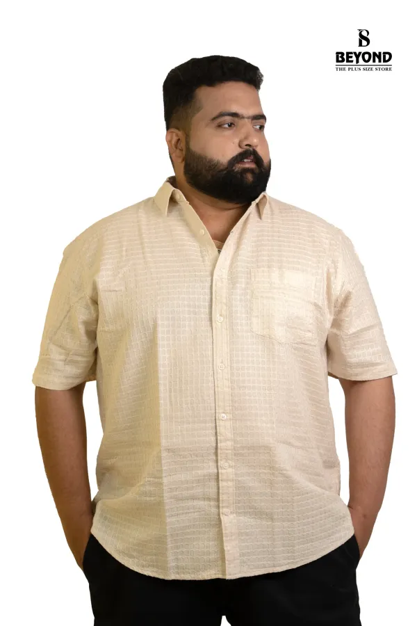Cream_Textured_Half_Sleeve_Shirt_2xl_8xl