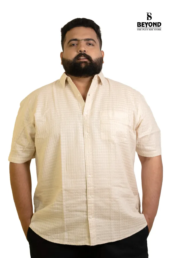 Cream_Textured_Half_Sleeve_Shirt_2xl_8xl