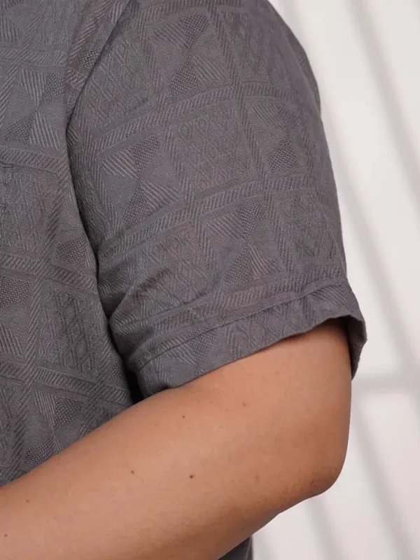 Charcoal_Grey_Textured_Plus_Size_Men_S_Casual_Shirt