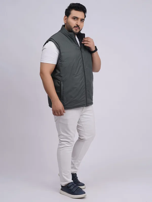 Men_S_Plus_Size_Reversible_Sleeveless_Jacket_Olive_Green_Black