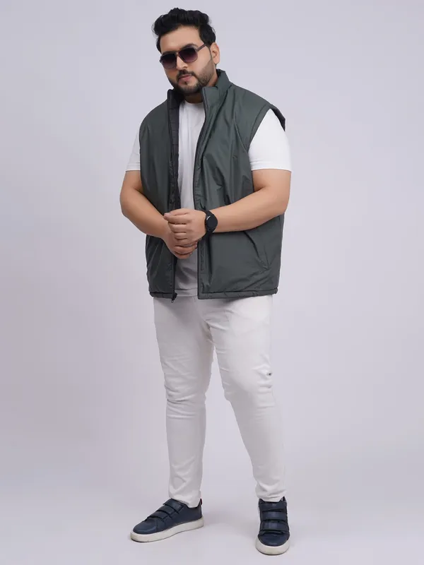 Men_S_Plus_Size_Reversible_Sleeveless_Jacket_Olive_Green_Black