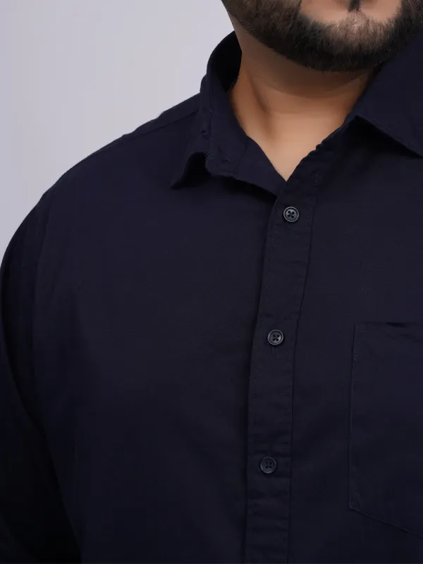Plus_Size_Navy_Blue_Solid_Casual_Shirt_For_Men