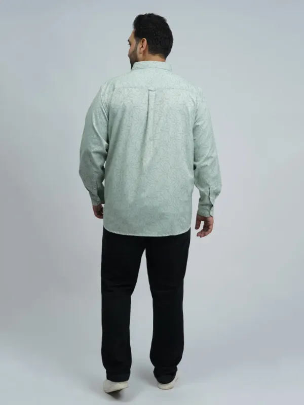 Mint_Green_Textured_Floral_Printed_Plus_Size_Shirt_For_Men