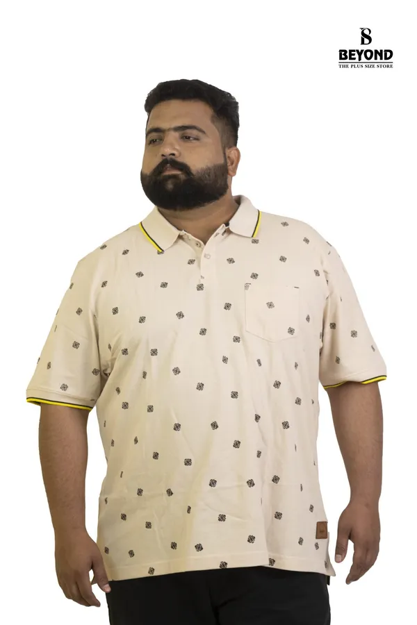 Beige_Printed_Polo_T-Shirt_with_Contrast_Yellow_Piping_(2XL–8XL)