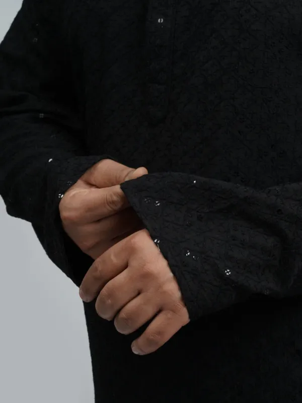 Black_Premium_Short_Kurta_for_Plus-Size_Men_(3XL–8XL)