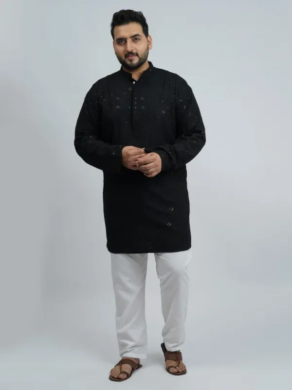Black_Premium_Short_Kurta_for_Plus-Size_Men_(3XL–8XL)