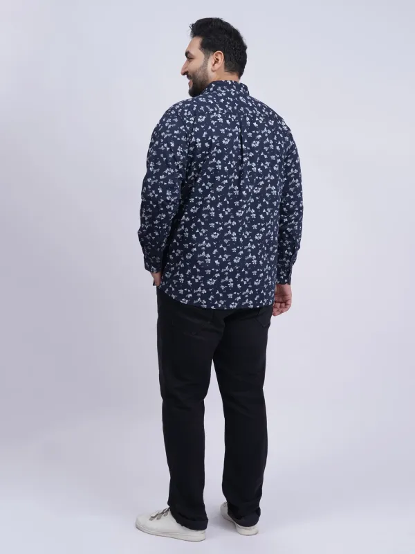 Navy_Blue_Jacquard_Cotton_Shirt_For_Men