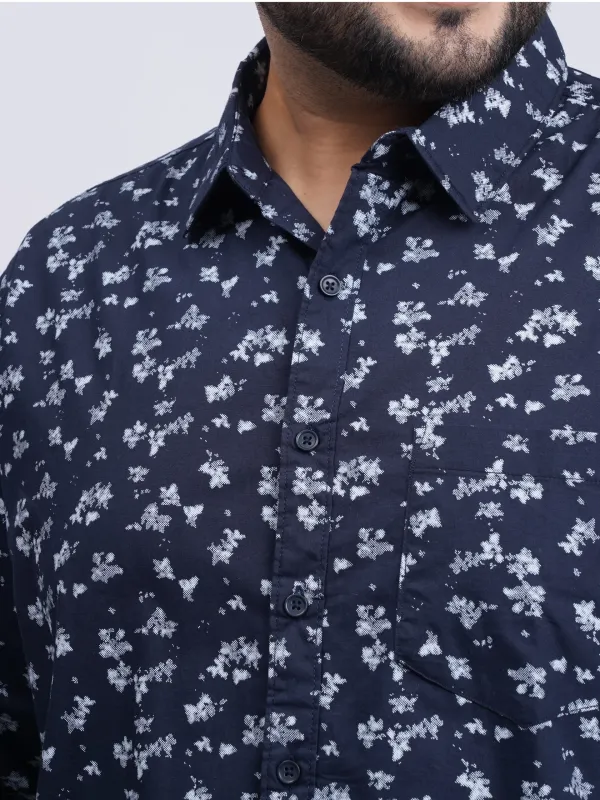Navy_Blue_Jacquard_Cotton_Shirt_For_Men