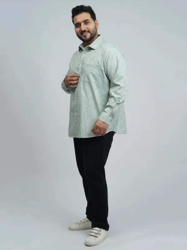 Mint_Green_Textured_Floral_Printed_Plus-Size_Shirt_for_Men