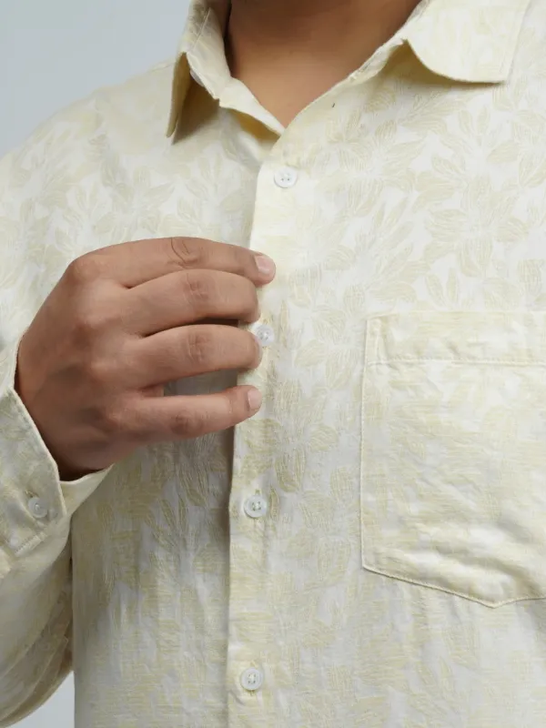 Soft_Yellow_Textured_Leaf-Print_Plus-Size_Shirt_for_Men_(3XL–4XL)