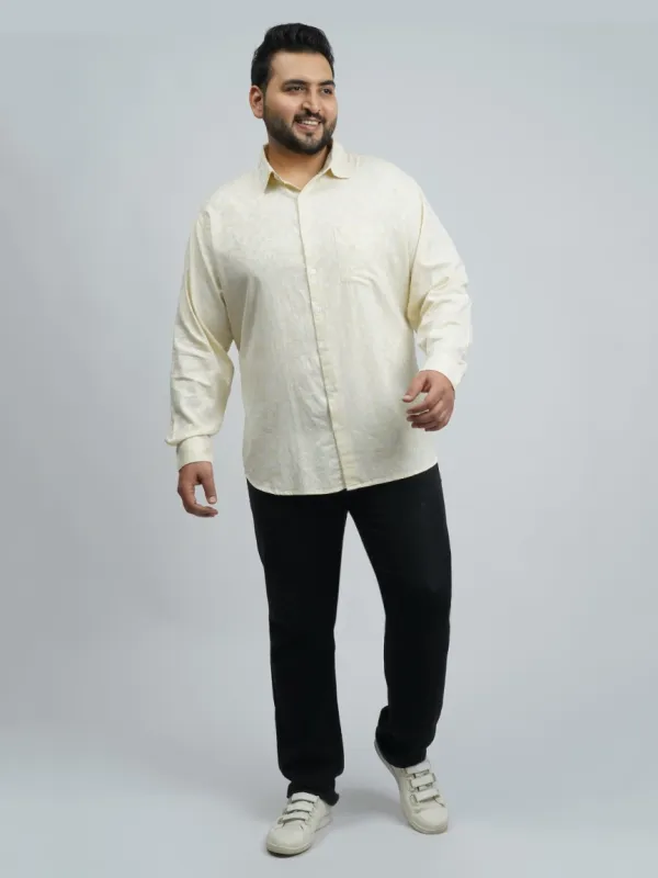 Soft_Yellow_Textured_Leaf-Print_Plus-Size_Shirt_for_Men_(3XL–4XL)