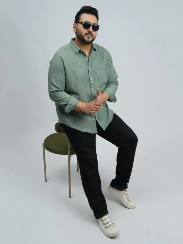 Sage_Green_Textured_Solid_Plus-Size_Shirt_for_Men