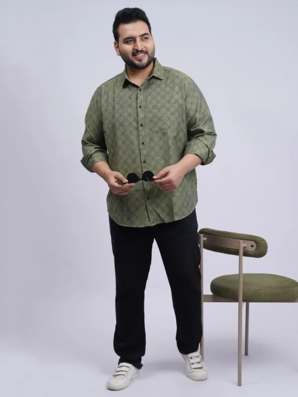 Olive_Geometric_Printed_Plus-Size_Shirt_for_Men