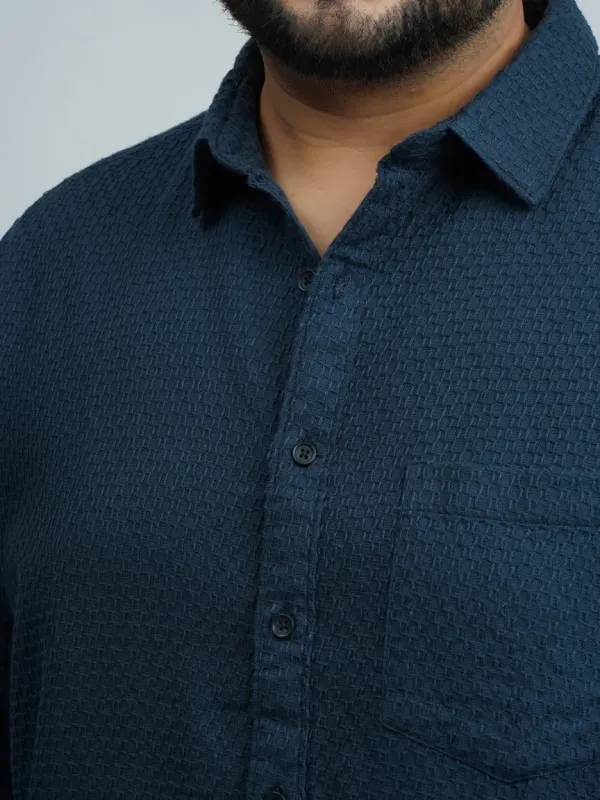 Navy_Blue_Premium_Jacquard_Textured_Plus-Size_Shirt_for_Men_(3XL–8xl)