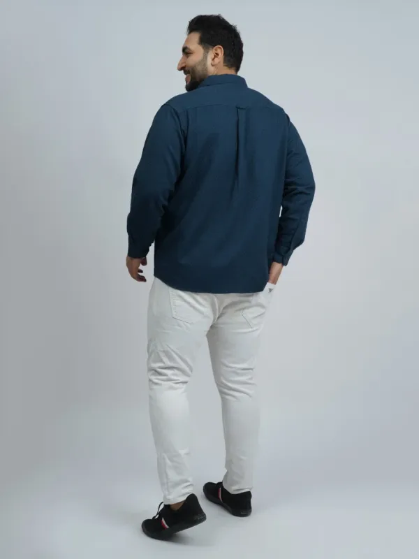 Navy_Blue_Jacquard_Cotton_Shirt_For_Men