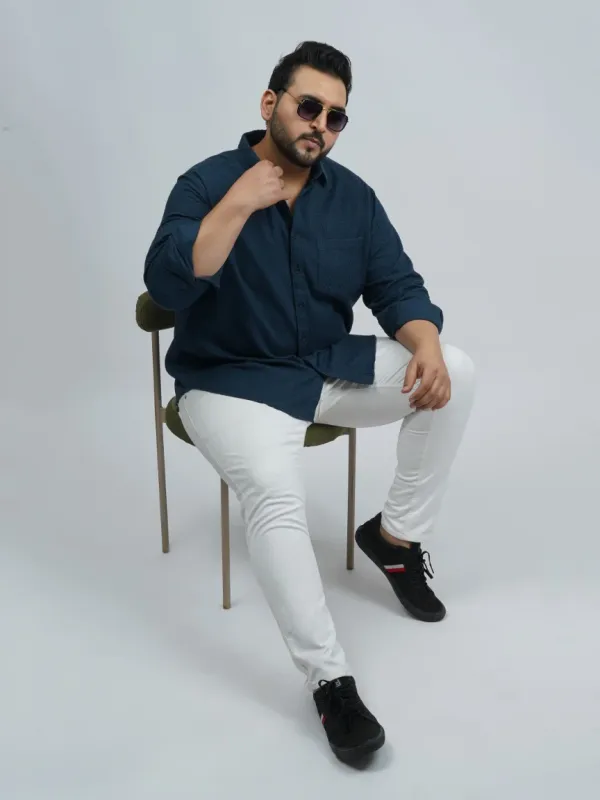 Navy_Blue_Jacquard_Cotton_Shirt_For_Men