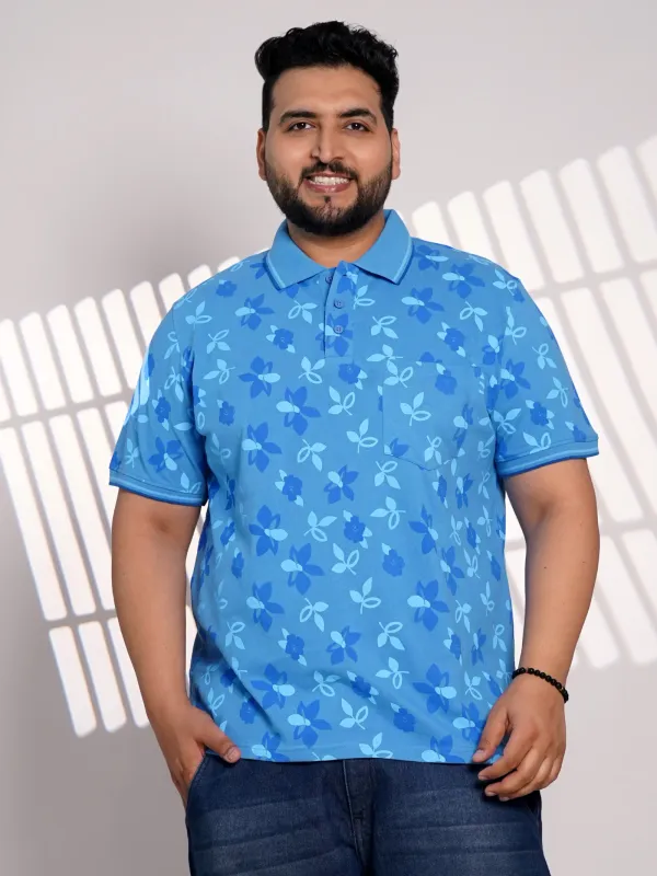 Plus_Size_Sky_Blue_Floral_Print_Polo_T_Shirt_For_Men
