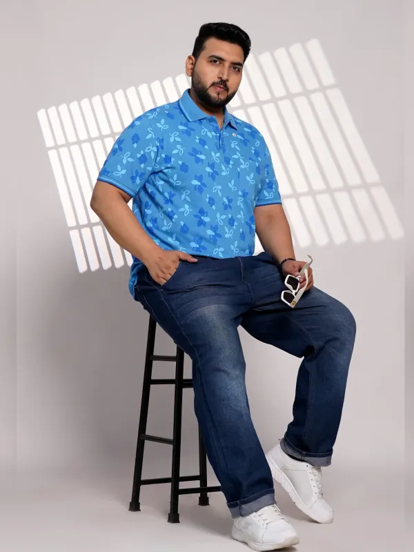 Plus_Size_Sky_Blue_Floral_Print_Polo_T_Shirt_For_Men