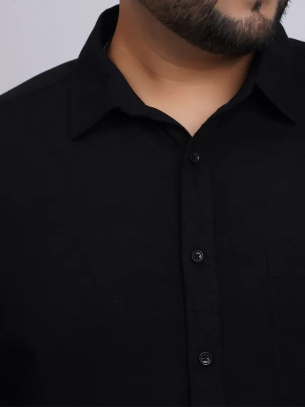 Plus_Size_Black_Solid_Casual_Shirt_For_Men
