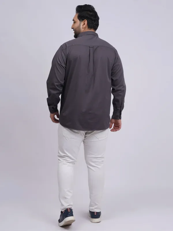 Plus_Size_Charcoal_Grey_Solid_Casual_Shirt_For_Men