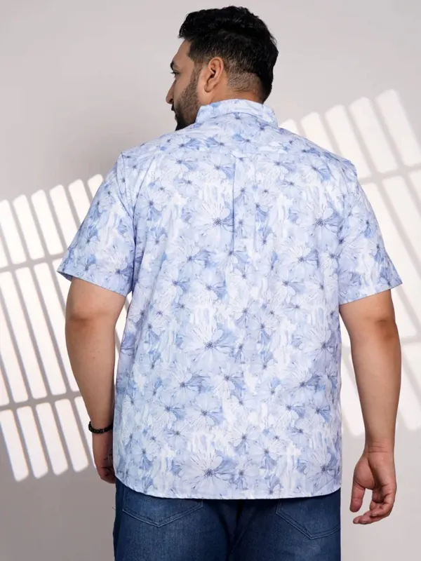 Plus_Size_Sky_Blue_Floral_Printed_Casual_Shirt_For_Men