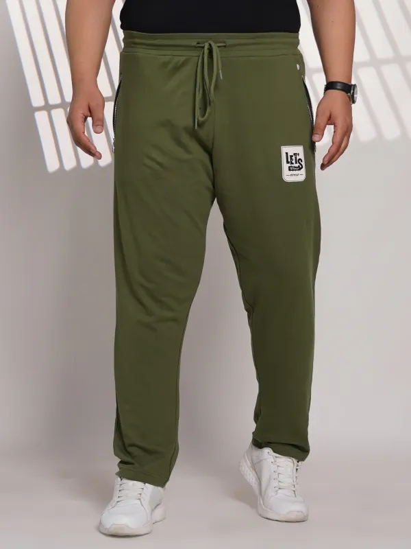 Plus_Size_Olive_Green_Cotton_Blend_Jogger_Track_Pant_For_Men