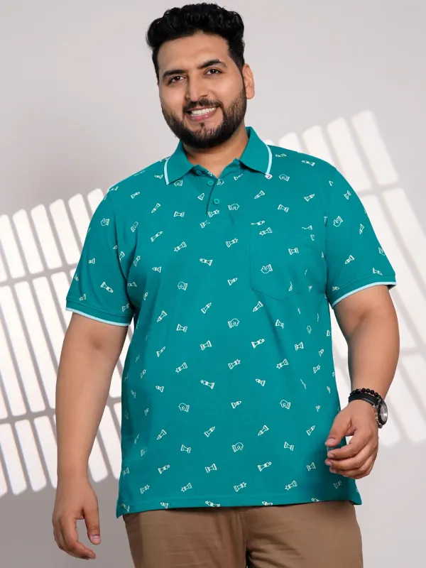 Plus_Size_Teal_Chess_Print_Polo_T-Shirt_for_Men